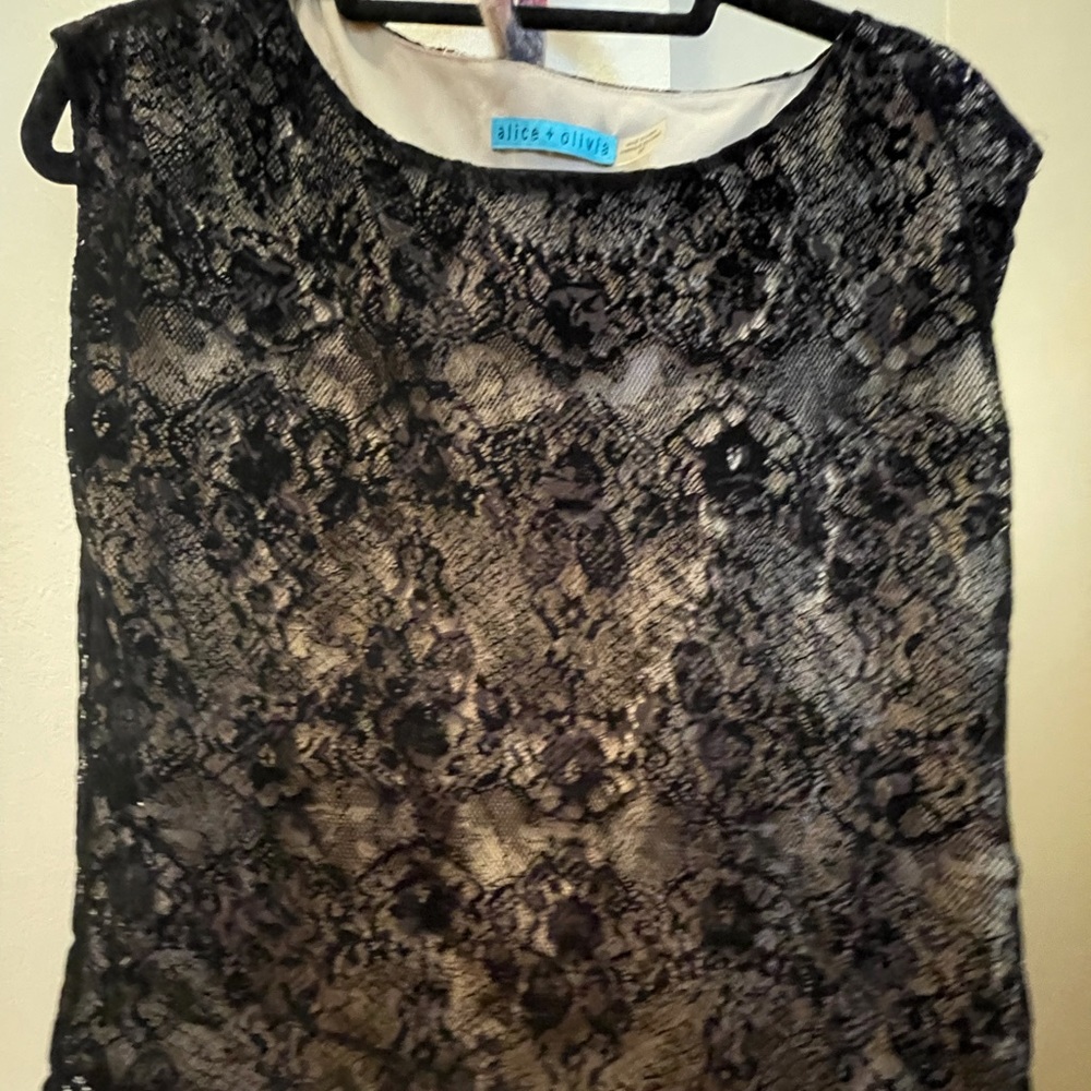 Alice & Olivia Black Lace Shell